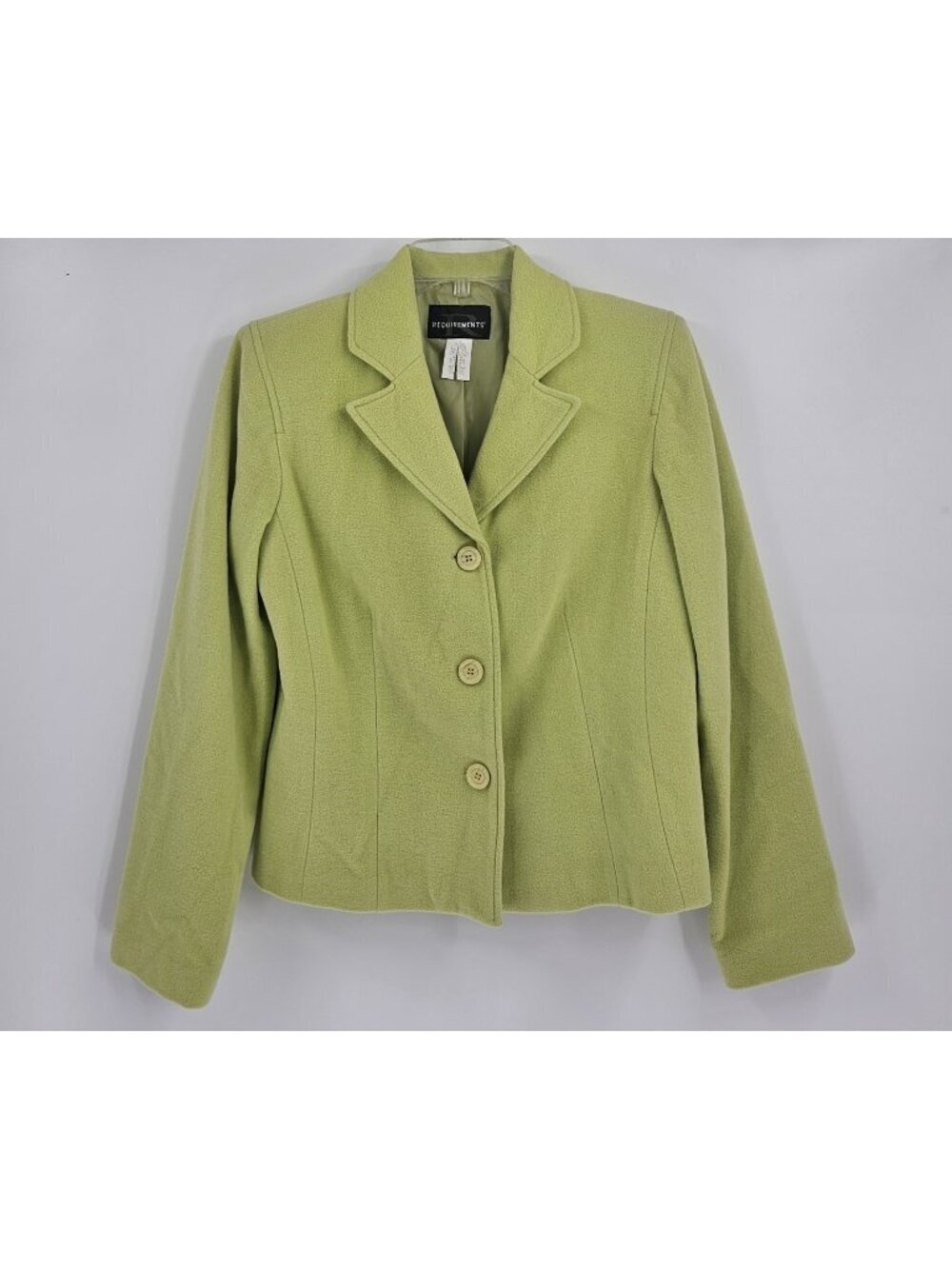 Requirements Lime Green Wool Viscose Blazer Jacket Size 10 Lined Career